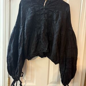 Free People Black Button-Up Top